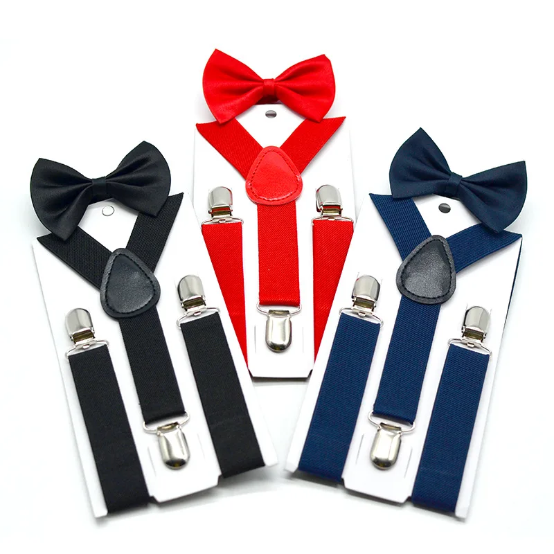 SUNTRADE Kids Braces Elastic Y Shape Adjustable with Clips and Bow Tie for Boys and Girls 