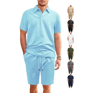 2025 Large Horizontal Jacquard Fabric Solid Color Loose Men's Casual Sports Set