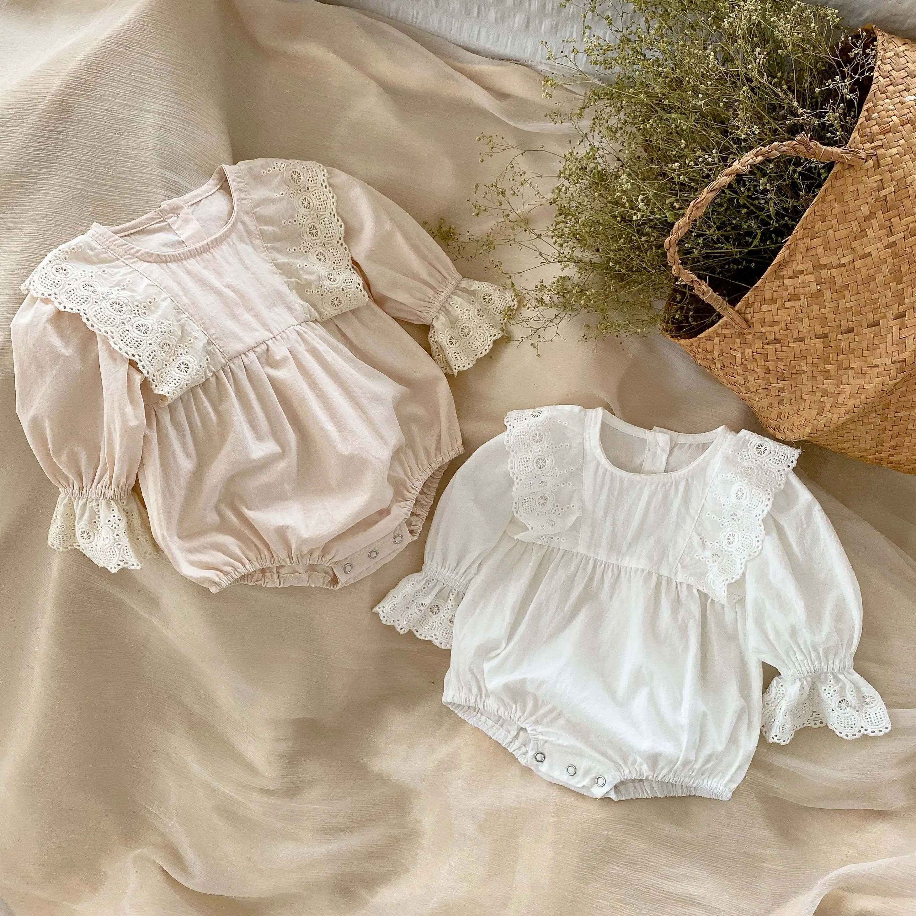 Shop High Fashion Baby Clothes White Lace Long Sleeve Romper