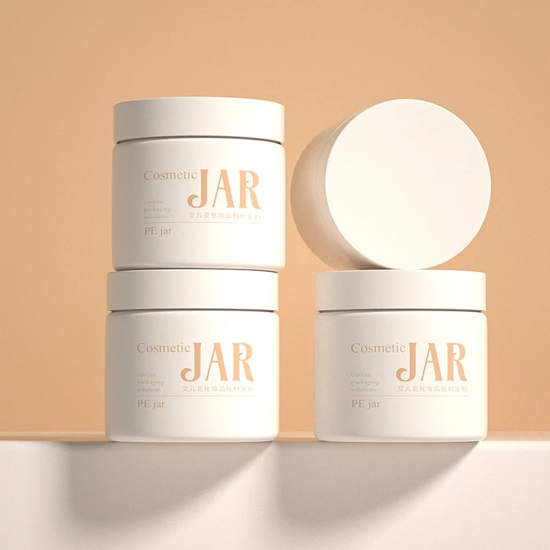 Cosmetic Jar Body Scrub Container Empty PE Plastic With Bamboo Wood Cream Customized Lids 4oz 8 Oz 500ml