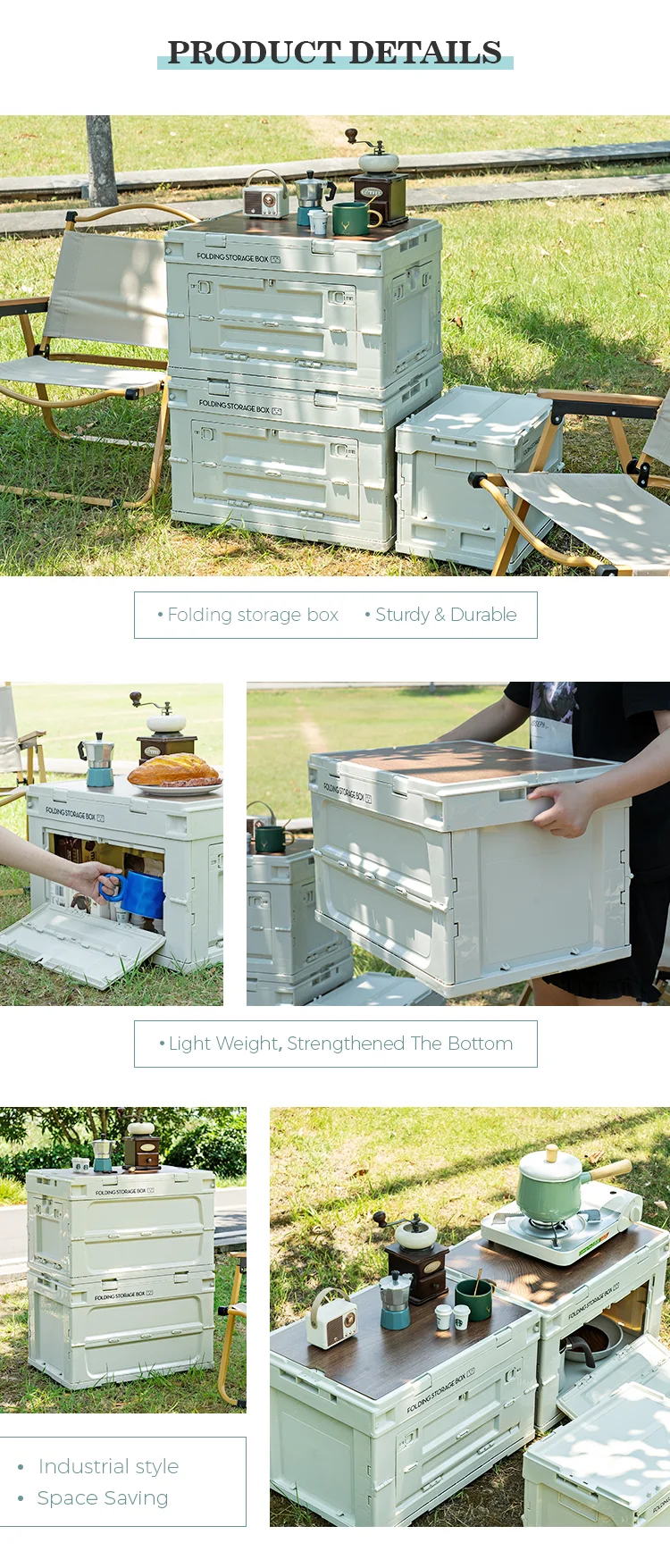 Kitchen Storage Mobile Box Camping Folding Front Open Box with Cover ...