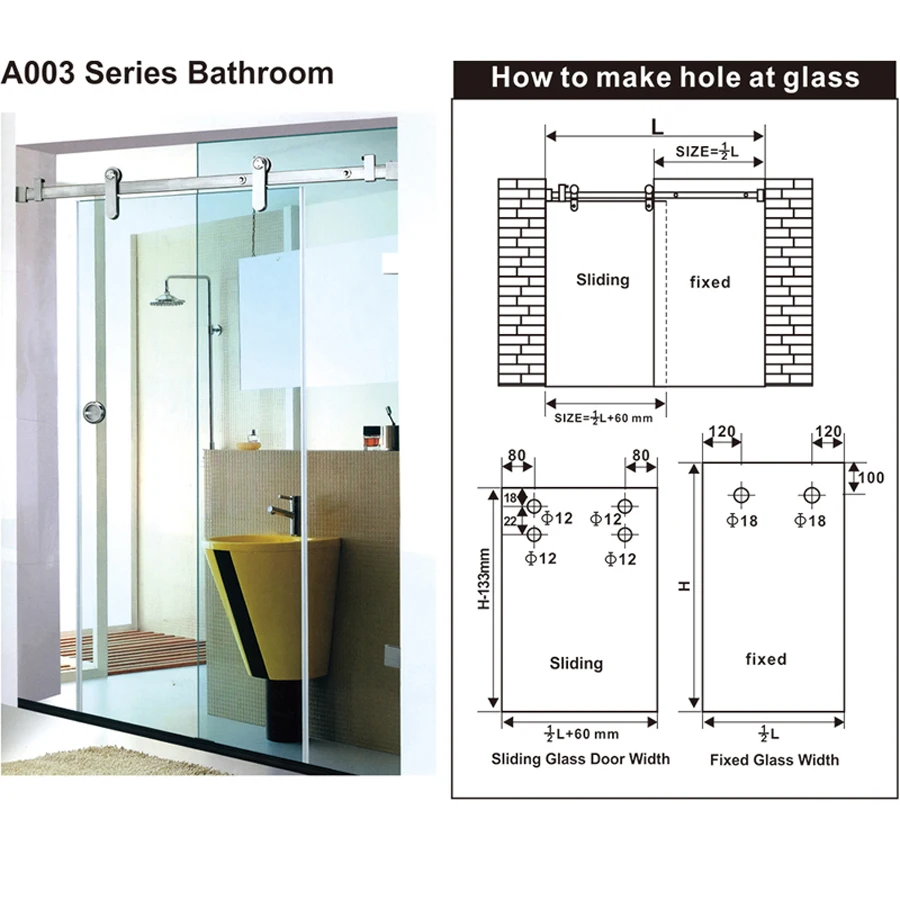 Stainless Steel Glass Sliding Door Rollers Pulley Gate Accessories For