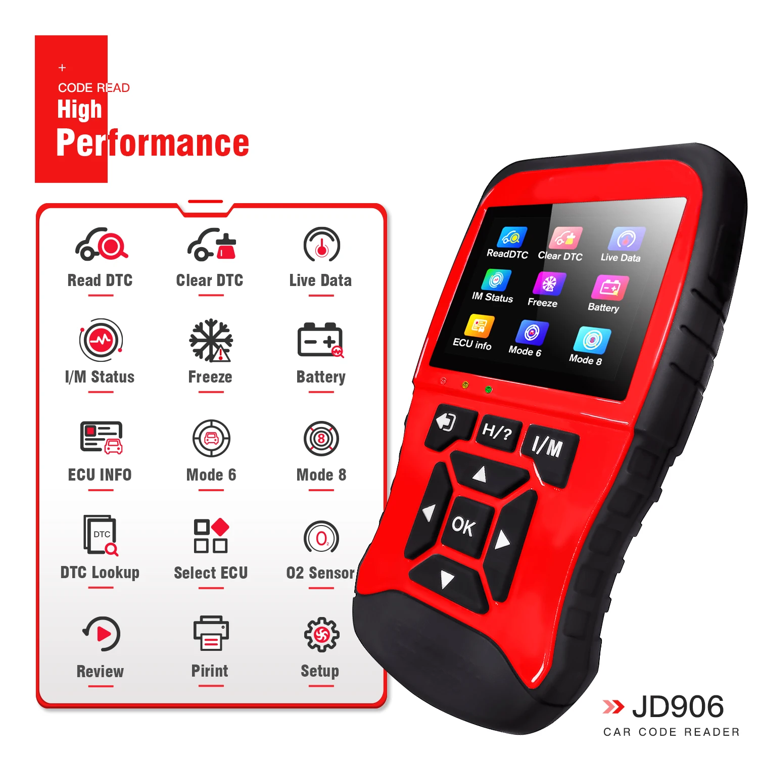 High Quality Universal Auto OBD2 Scanner Read Engine Code Reader for All Cars JDiag JD906