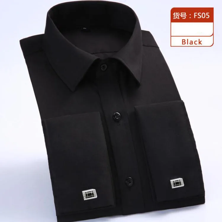 Autumn Formal Mens French Cuff Dress Shirt Casual Men Long Sleeve Solid Striped Style Size M-6XL Men's Shirts