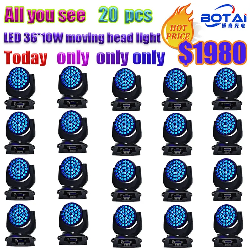 Botai Manufacturers 36*10w Led Moving Head Wash Zoom Function Led Zoom ...