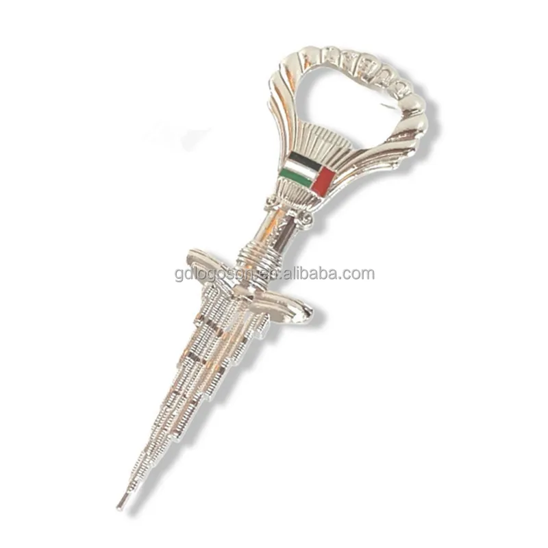UAE Dubai Landmark Metal Burj Khalifa Shaped Vintage Design Eco-Friendly Nickel Free Chrome Plated Bottle Opener Souvenir Gift