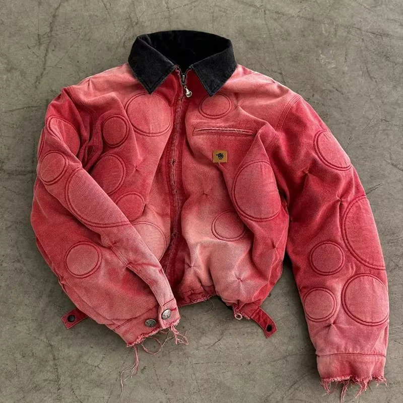 DiZNEW Custom High Quality Stylish Fall Vintage Men's Patch Embroidered Denim Jacket Jean Jacket