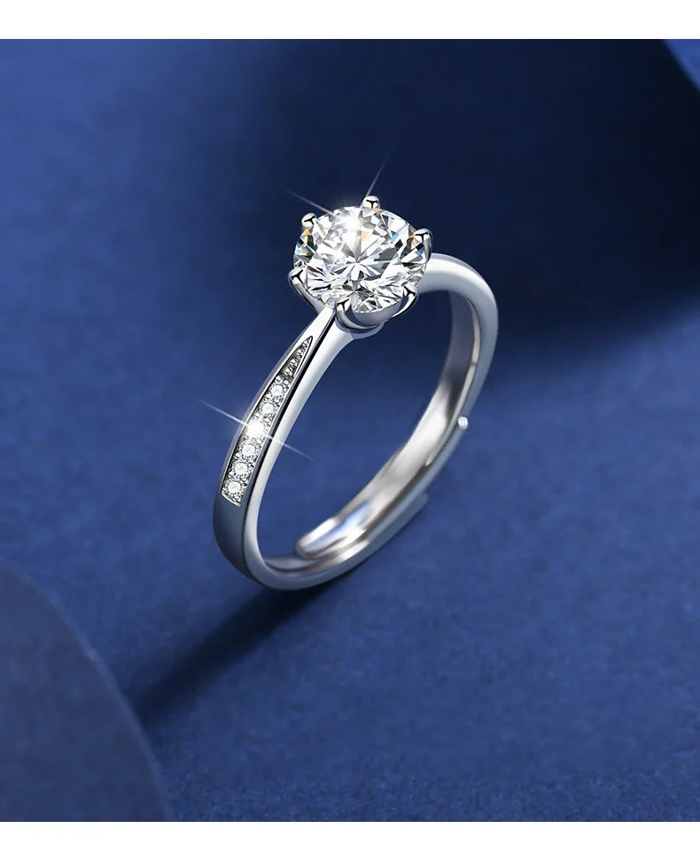 Claw Clear Engagement Women's 1 Carat White High Quality Round Silver ...
