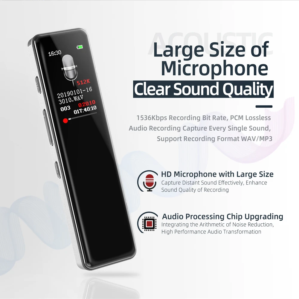 product-Hnsat-Top Selling Digital Voice Recorder Black OEM Battery Time Audio Color Support Long Tim-1