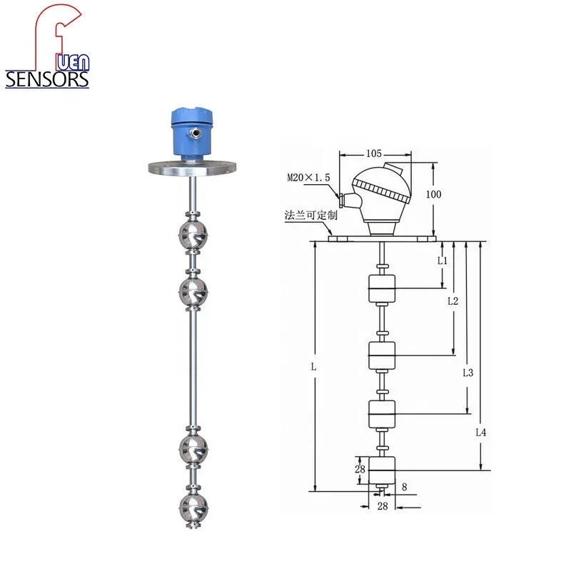 Float Type Liquid Level Meter Water Tank Continuous Float Switch Sensor