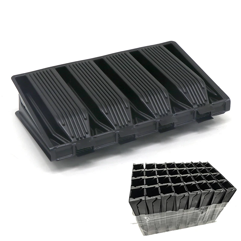 High Quality 4 Cavity Vacuum Forming Blister PS Plastic Seedling Pot Green Tray Custom Nursery Trays Square Seed Planting