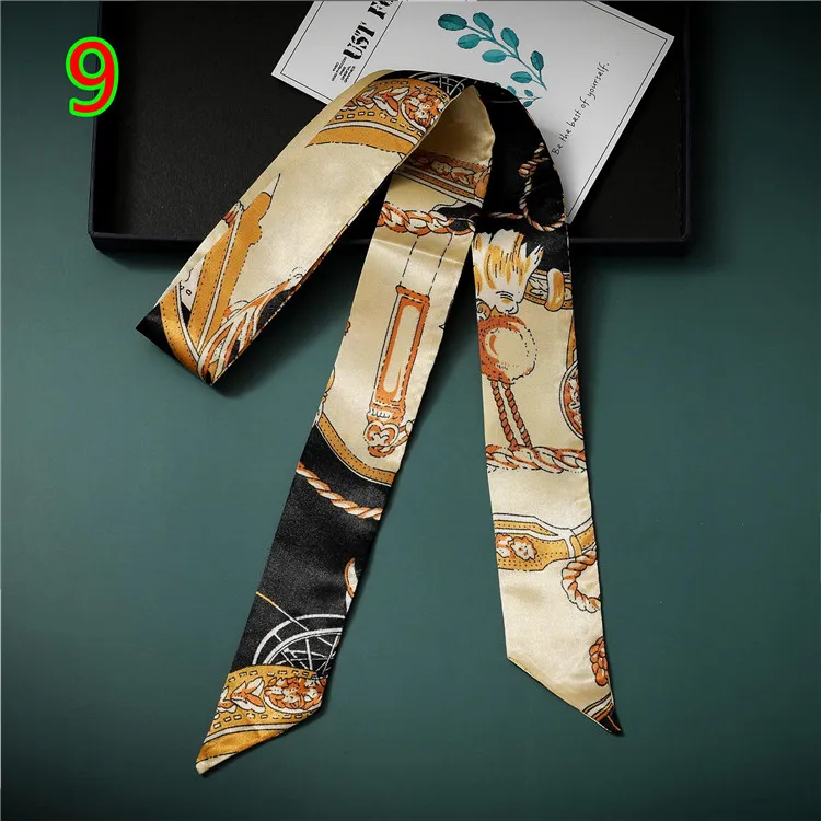 High Quality Designer Brand Women Hail Tie Scarf 100% Silk Twill Skinny Scarf