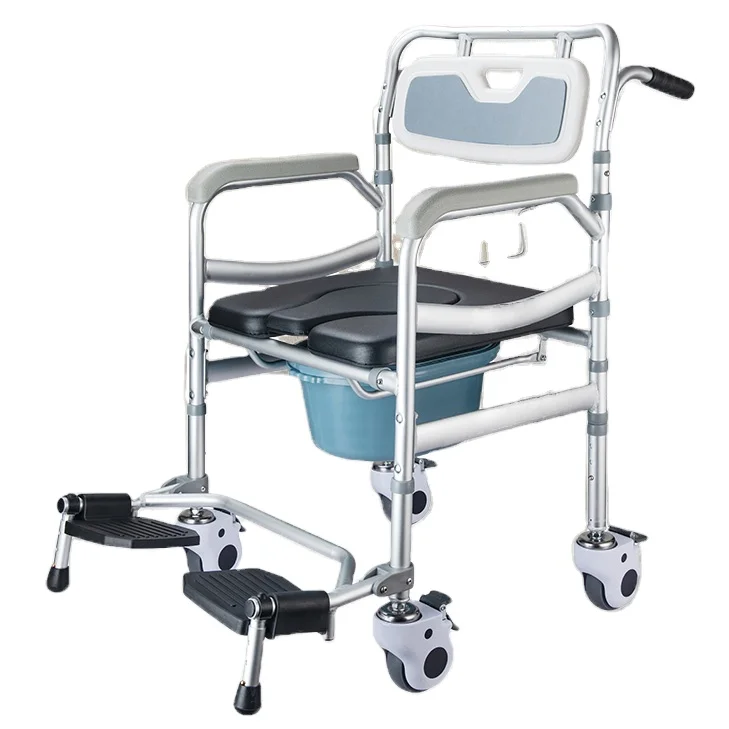 high quality hot sell Modern Comfortable Medical Aids Rolling Shower Chair Commode Chair