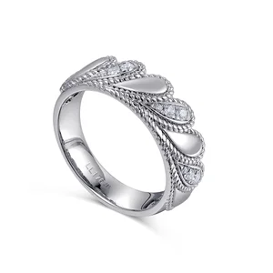 Vintage 9k 14k 18k White Gold Jewelry for Women Wedding Weaving Pattern Rings