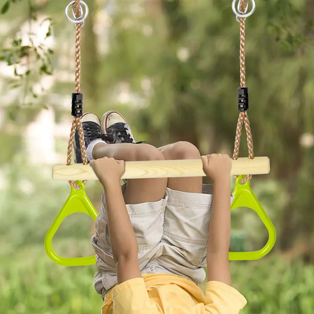 playground children wooden trapeze swing bar plastic kids