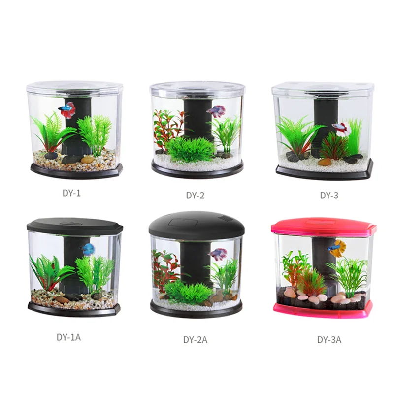 Betta Fish Tank, Adjustable Light Insulated Acrylic Small Aquarium