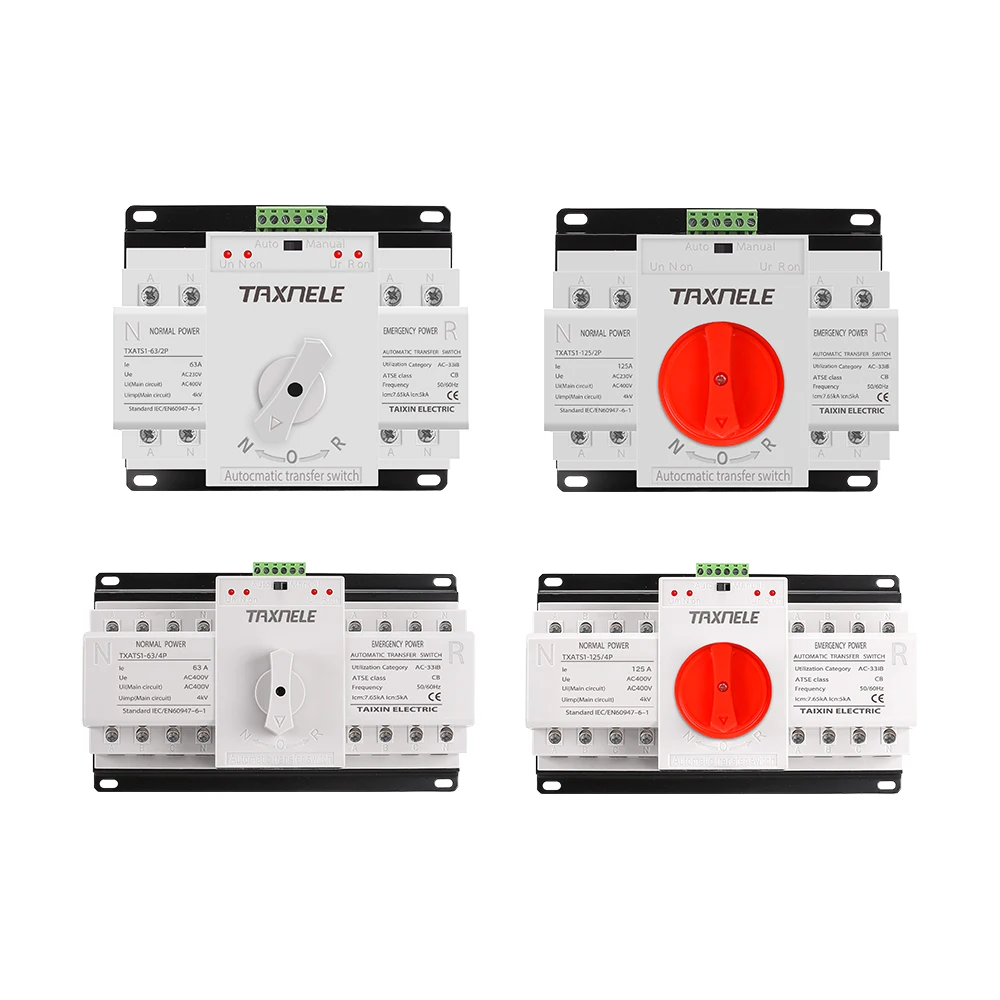 Automatische overdrachtsschakelaar met dubbele voeding, 4P, 63A, voor