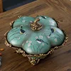 Mixed color green wood grain with lid six grid nut platter