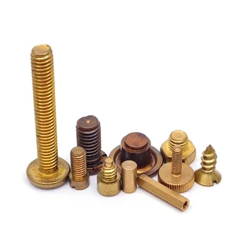 Copper Screws Manufacturer British American Knurling Chamfering Cylindrical Head Hexagon Yellow Copper Screws