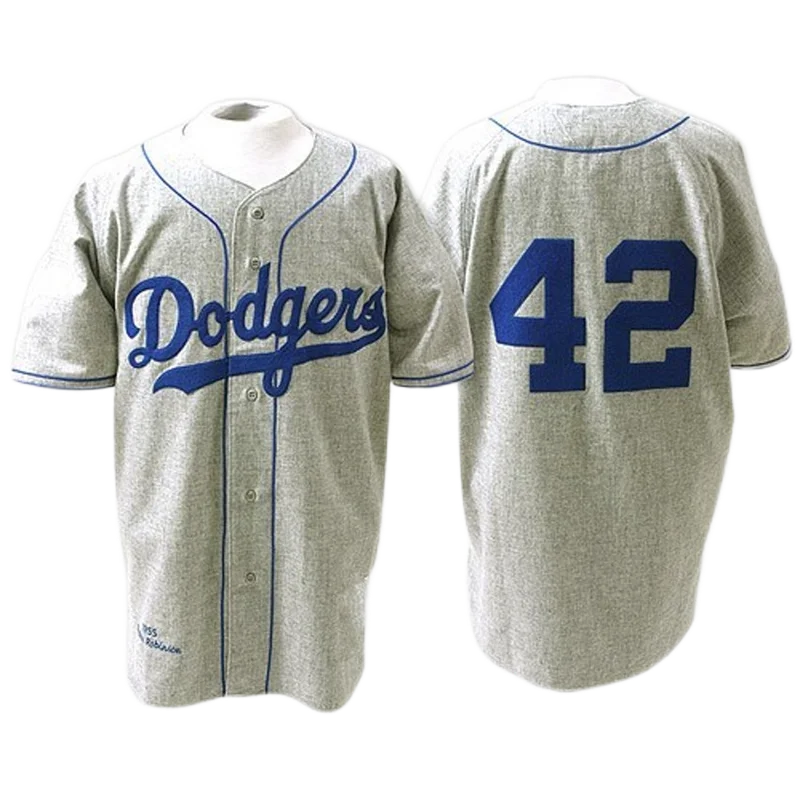 Throwback 50'S Jackie Robinson #42 Brooklyn Type Baseball Jerseys  White Stitched