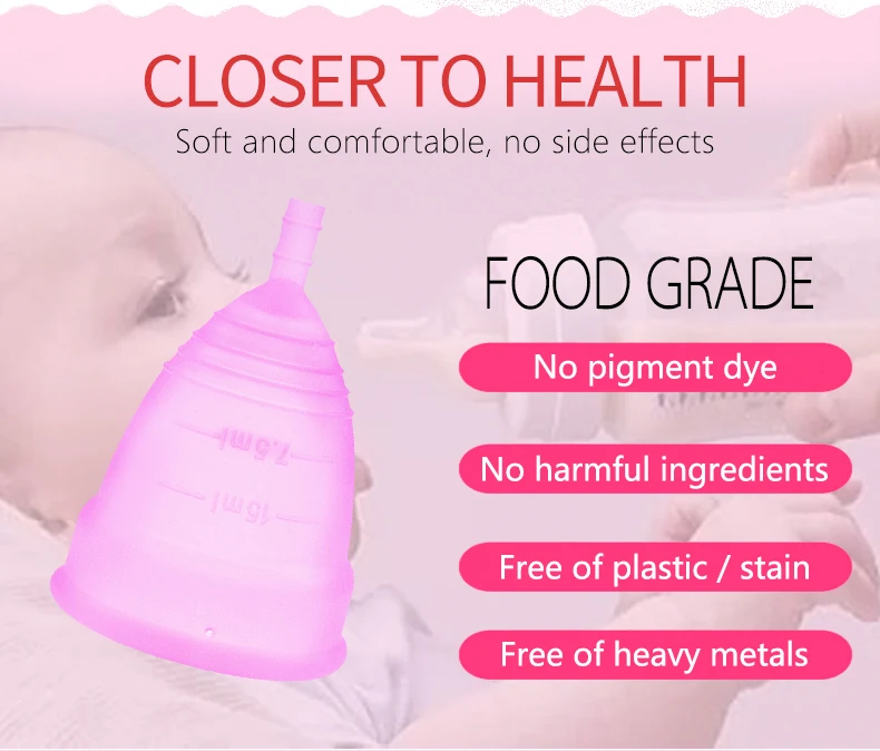 Wholesale Feminine Hygienic Lady Menstruation Period Collapsible safe Free Sample Silicone Medical Menstrual Cup