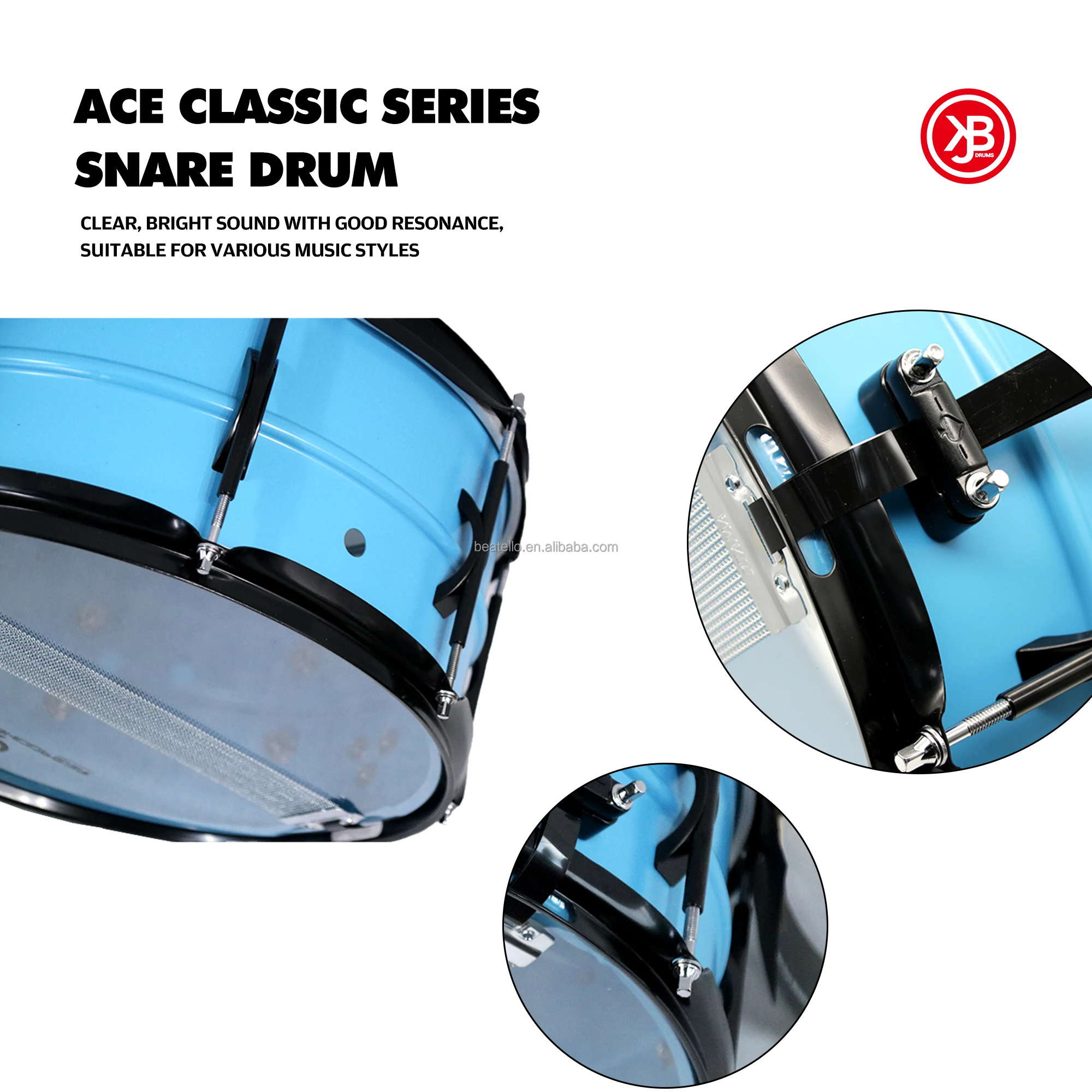 ACE 14 Inch Stainless Steel Snare Drum - Professional Quality