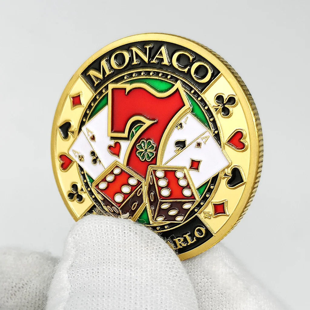 JIACUO Poker Lucky Chips Moneda Conmemorativa Colección de Arte de Recuerdos chapados en Oro 