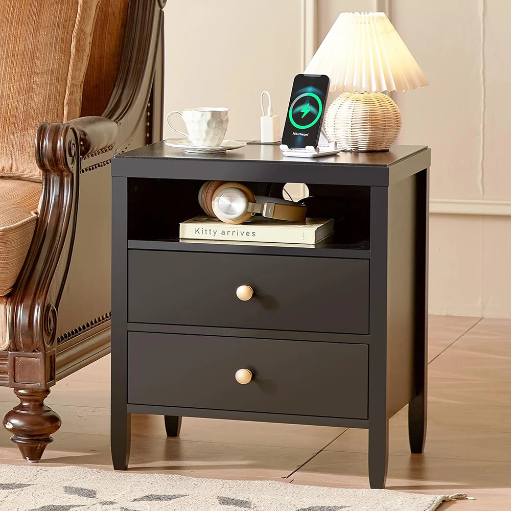 bedside table storage modern metal knobs assembled-2