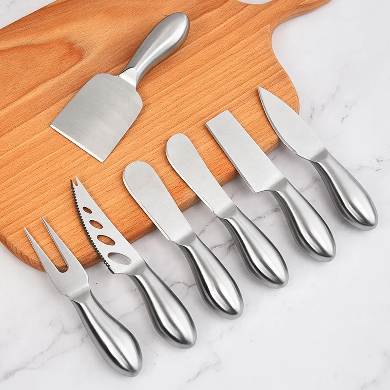 Stainless steel cheese 7 pcs set cheese knife set and fork creative cute  butter cheese cake dessert fork