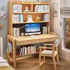 [Color de madera natural] Escritorio y silla de madera maciza