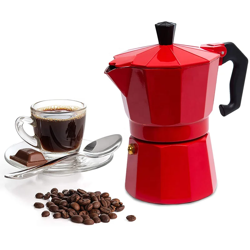 2021 Best Seller Stock 3/6 Red Moka Pot Espresso Coffee Maker Aluminum  Cafeteria Mocha Moka Pot - Buy Moka Coffee Pot,Coffee Moka Pot,Moka Pot  Product on 