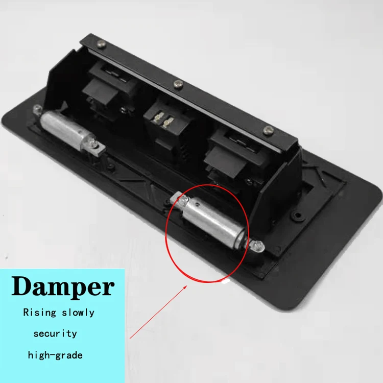 Black top grade desktop power socket Two USB sockets slowly pop up embedded European standard conference desktop socket