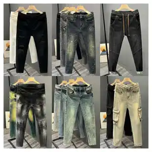 High Quality Korean Street Men's Slim Straight Jeans Winter Casual Spring Autumn Denim Fabric Breathable Washed Technics Button