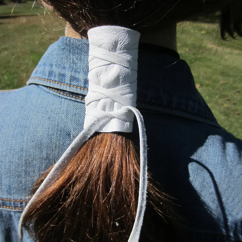 Ponytail Wrap for Motorcycle Durable Leather Hair Holder