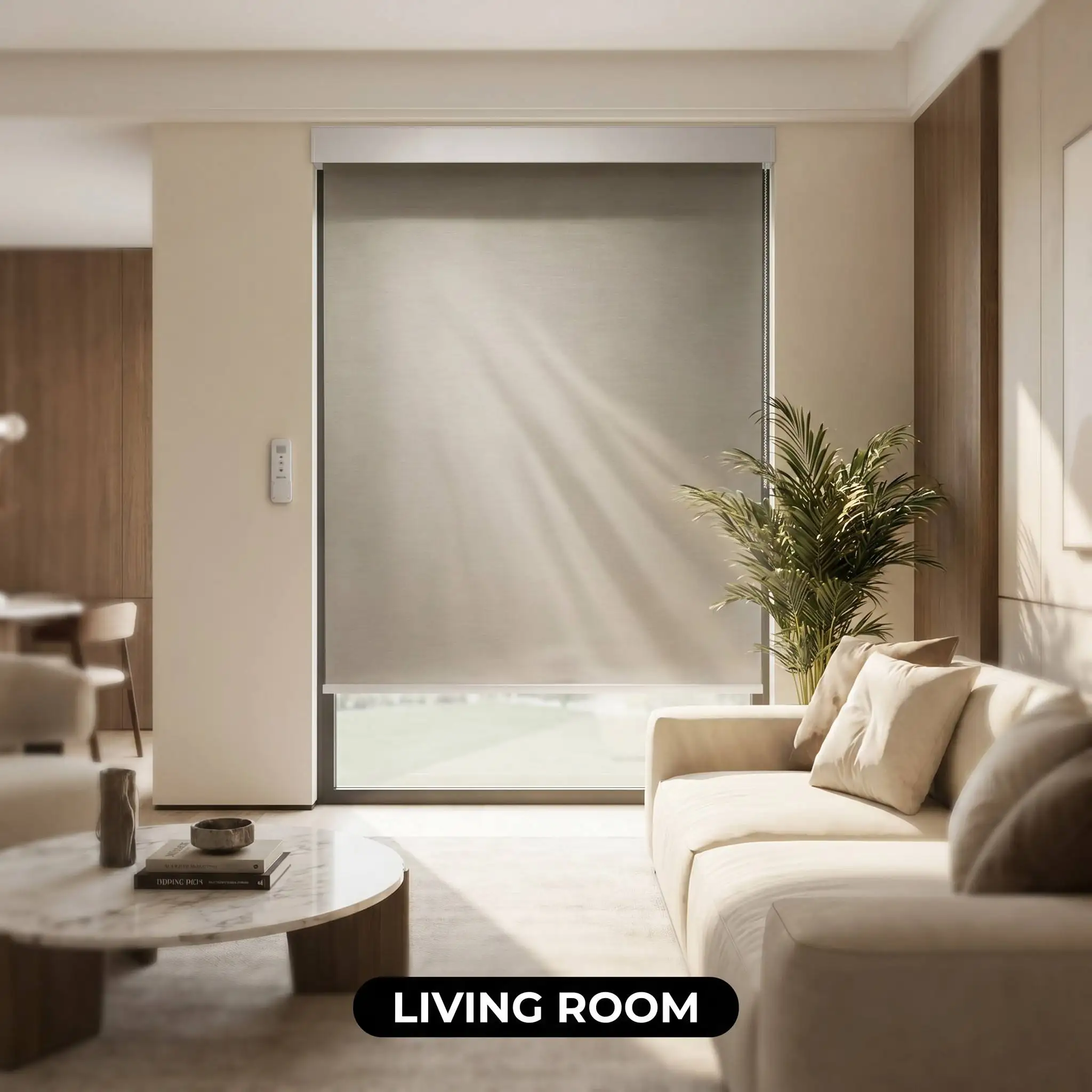 Motorized Roller Shades for A-OK Motor Polyester Built-in Blackout Fabric Remote App Control Custom Size Window Blind OEM