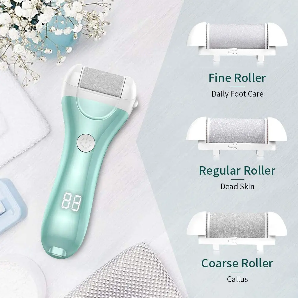 Electric Foot File Callus Remover for Feet, Rechargeable Pedicure Kit Foot  Care with 3 Speed, Callus Remover Kit with 3 Roller Heads, Battery LCD  Display for Remove Cracked Heels Calluses&Hard Skin 3