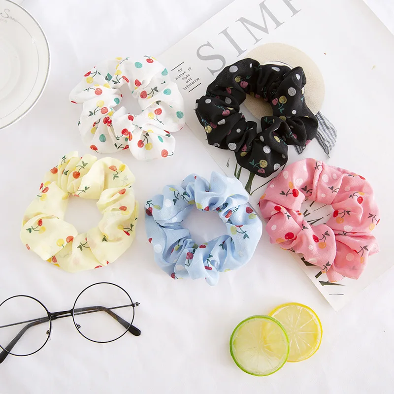Korea And Japan Style Simple Hair Accessories Fruit Cheery Pattern Chiffon  Hair Scrunchies Girls Attractive Hair Ties - Buy Chiffon Hair  Scrunchies,Elastic Hair Rubber Band,Korea Style Hair Accessories Product on  