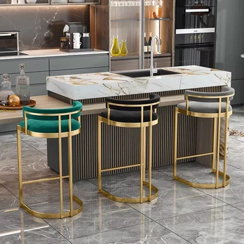 European Metal Bar Stools Nordic Kitchen Home Dining Chairs Trendy Bedroom Muebles Para El Hogar Furniture Decoration bar Chairs