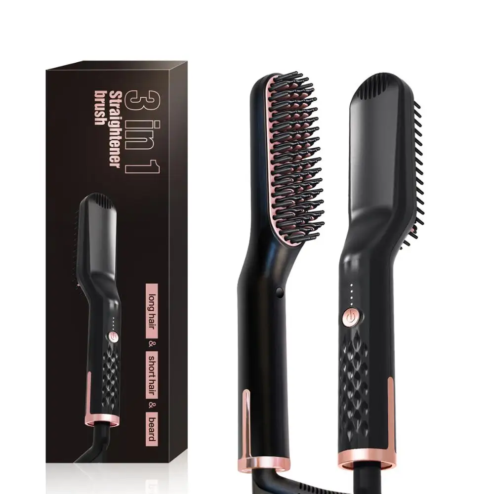 Wholesale Hot Sale Qualtity Custom Logo Electric Hair Care Brush Straightener Beard Styling Comb For