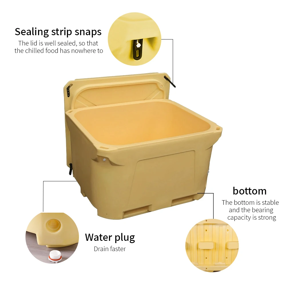 700 Liter Large Rectangle Insulated Storage Dry Ice Box LLDPE Thermal Fish Tubs Live Fish Transportation Food Rotomolded Plastic Insulated fish tub