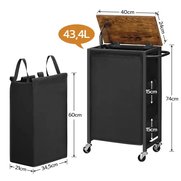 Wholesale Industrial Style Laundry Hamper With Wheels Rustic Rolling