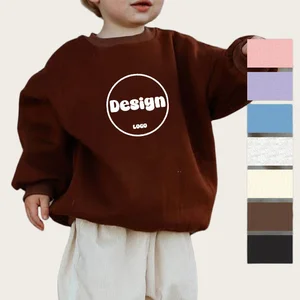 Children Cotton Fleece Oversized Pullover Sweatshirts Custom Printed Plain Crewneck Kids Toddler Boys Baby Baggy Jumper Pullover
