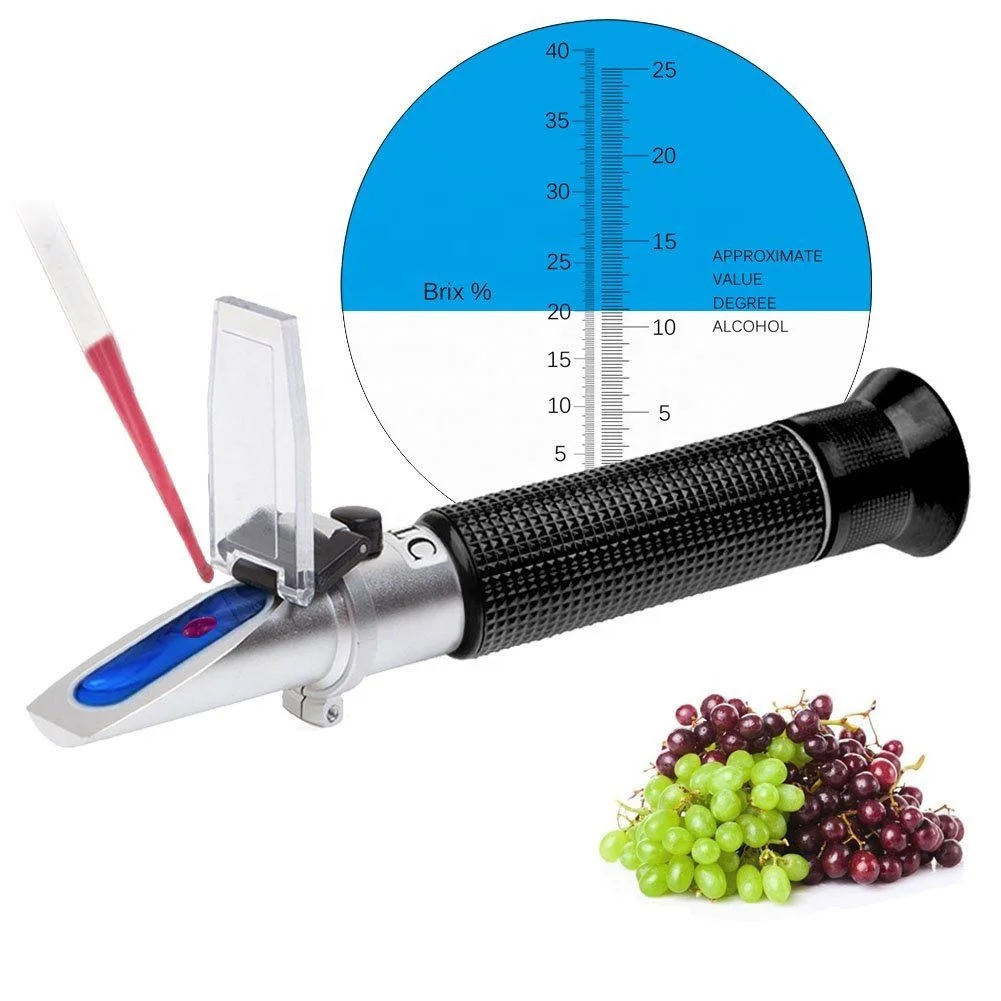 Factory-Origin Dual-Scale Refractometer: 0-40% Brix & 0-25% Alcohol, Equipped With ATC for Wine, Sugar, & Alcohol Analysis