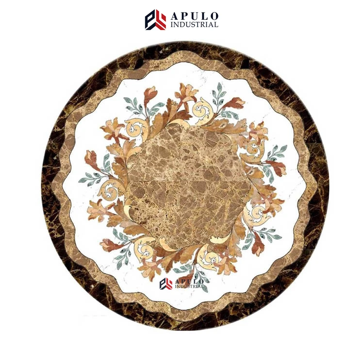 High Quality Polished Stone Mosaic Patterns Waterjet Lobby Flooring Design Marble Flower Water Jet Medallion for Luxury Hotel