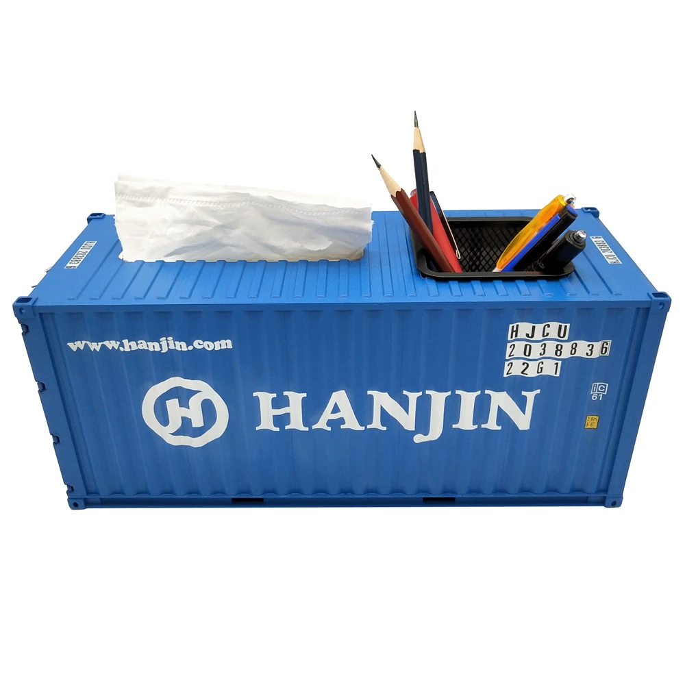 【A】30cm 1:20 HANJIN logistics container scale model Pen holder container model O.A.S ship model