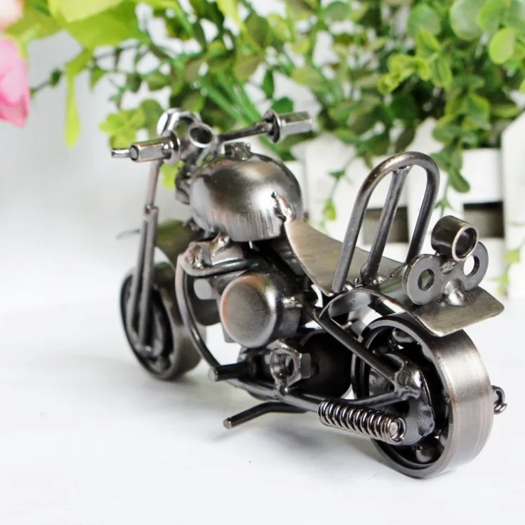 BRUBAKER MOTO AVEC Side-Car Statue Figurine Sculpture Métal Décoration