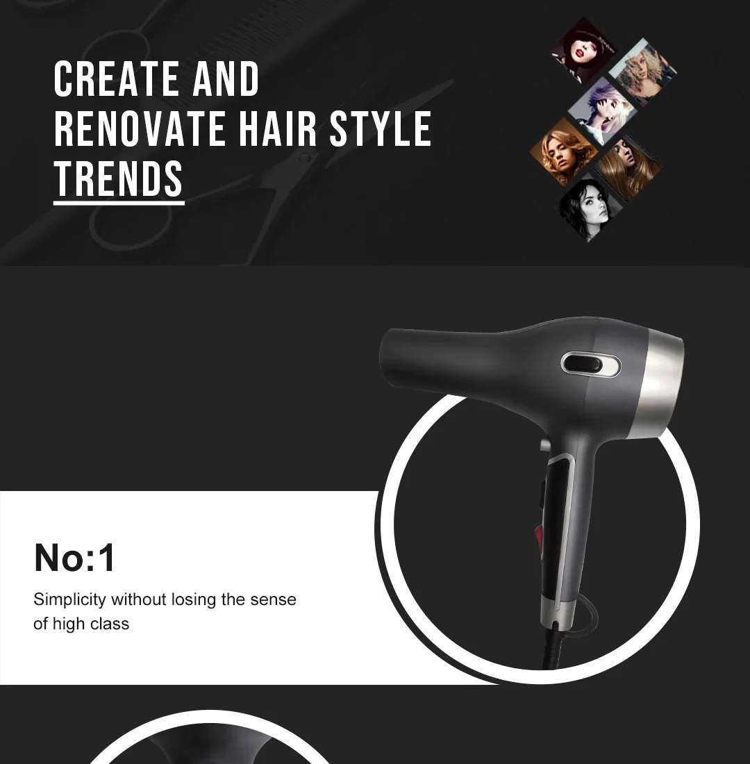 Professional Hair Dryer With Ac Motor Quiet Performance High Speed