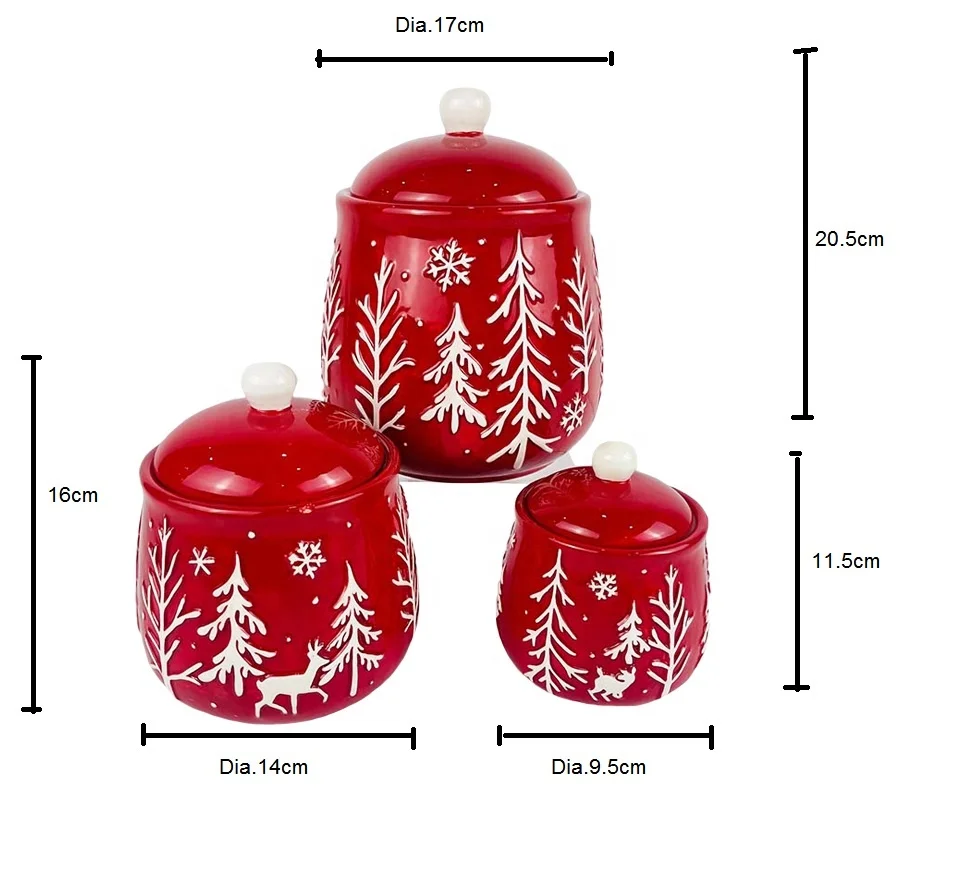 Custom Christmas food Storage delicate dried fruit plate Cookie Coffee Jar Ceramic candle holder with lid Candy Jar set for Xmas