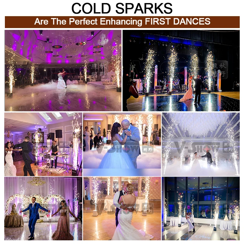 VSHOW CSF750 DMX 512 Cold Pyro Fireworks Machine Indoor Wedding Cold Spark Machine Fountain Sparkler  with Remote Control