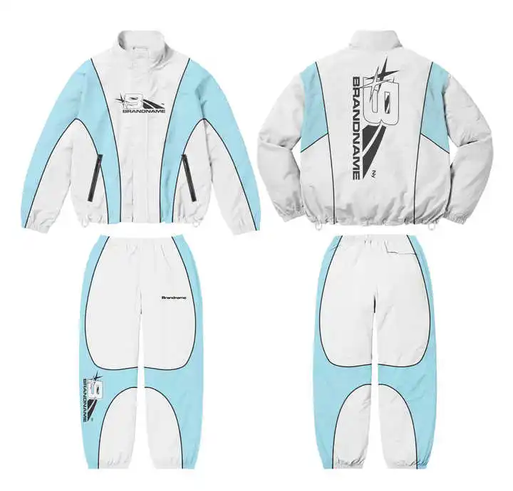 Custom Logo Nylon Two Piece Set Zipp up Vintage Windbreaker Sublimation Tracksuit Windbreaker Short Set